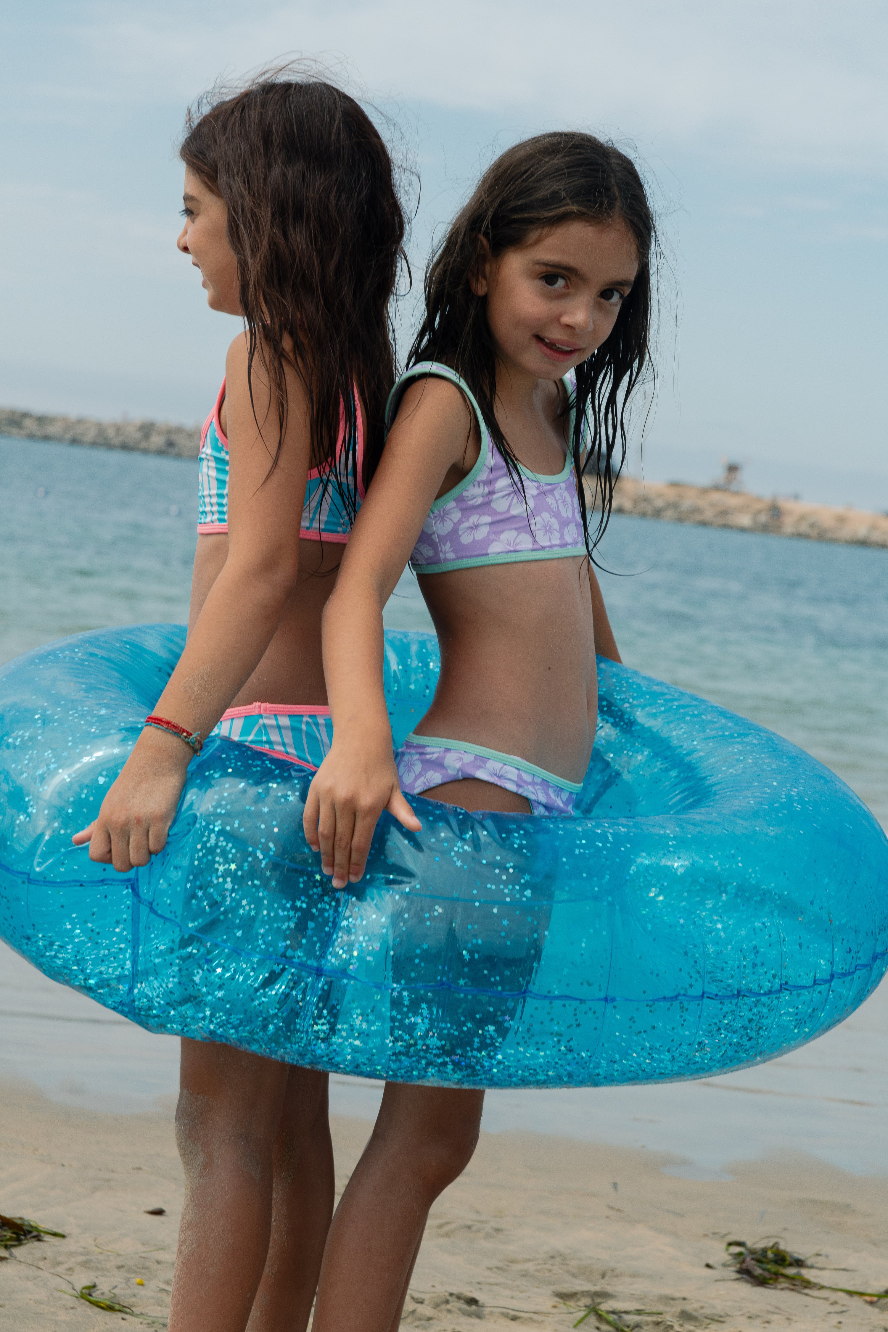 (8-16) Girl's Tiki Swim Set - PURP